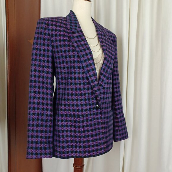 Vintage 80s Jones New York Plaid Check Blazer, Size 4/Small - Picture 4 of 8